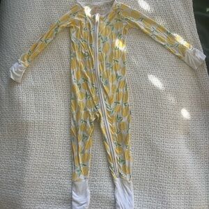 Little Sleepies yellow Lemon-Print Kids One-Piece Zip Pajama